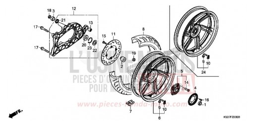 ROUE ARRIERE/BRAS OSCILLANT SH300AG de 2016